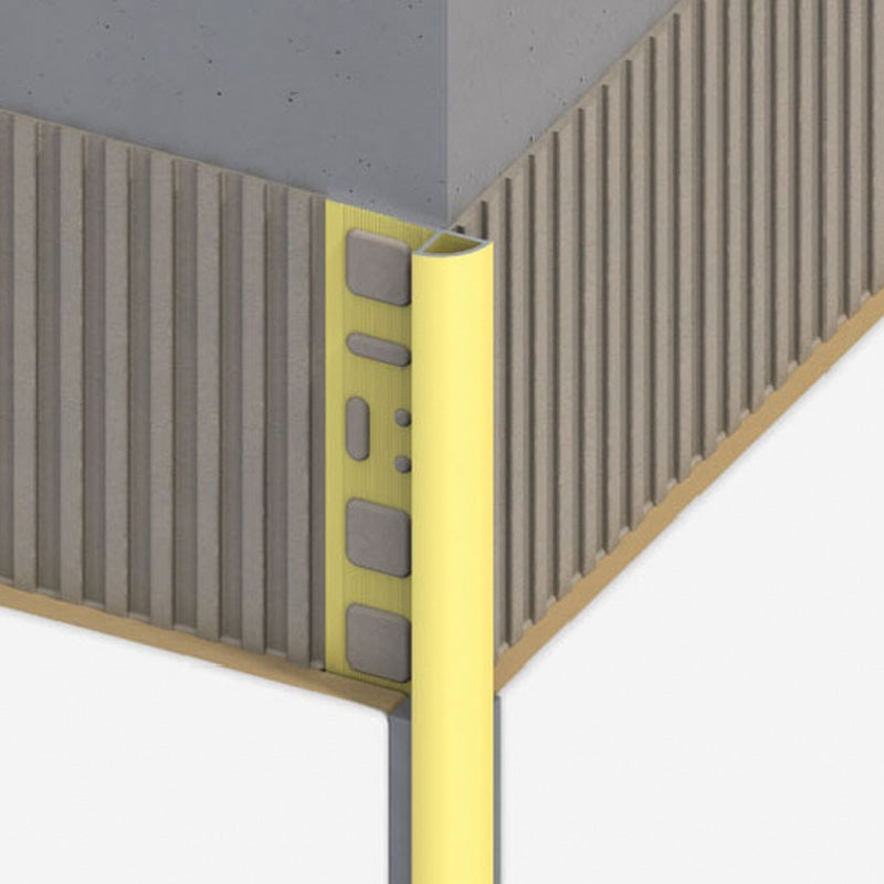 Προφίλ Πλακιδίων με Ημιστρόγγυλη Εξωτερική Γωνία Από Ανοδιωμένο Αλουμίνιο Χρυσό 10 x 19.5mm 2.5m*