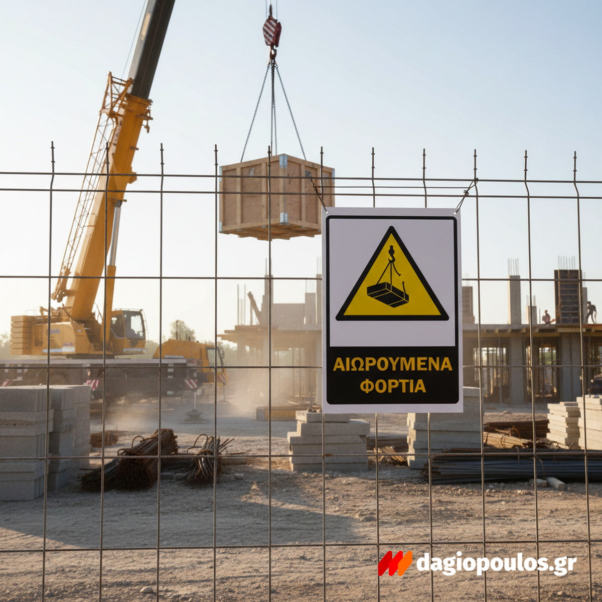 Πινακίδα Σήμανσης Αλουμινίου Εργοταξίου "ΑΙΩΡΟΥΜΕΝΑ ΦΟΡΤΙΑ" 300mm x 200mm ΑΝΑΚΛΑΣΤΙΚΗ (Copy)