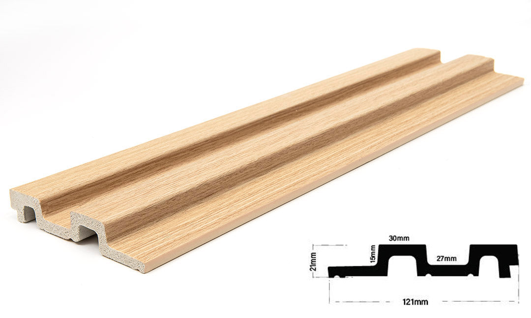 3D PS Wall Panel Residence 04 White Oak Με Πηχάκια 21x122x2900mm