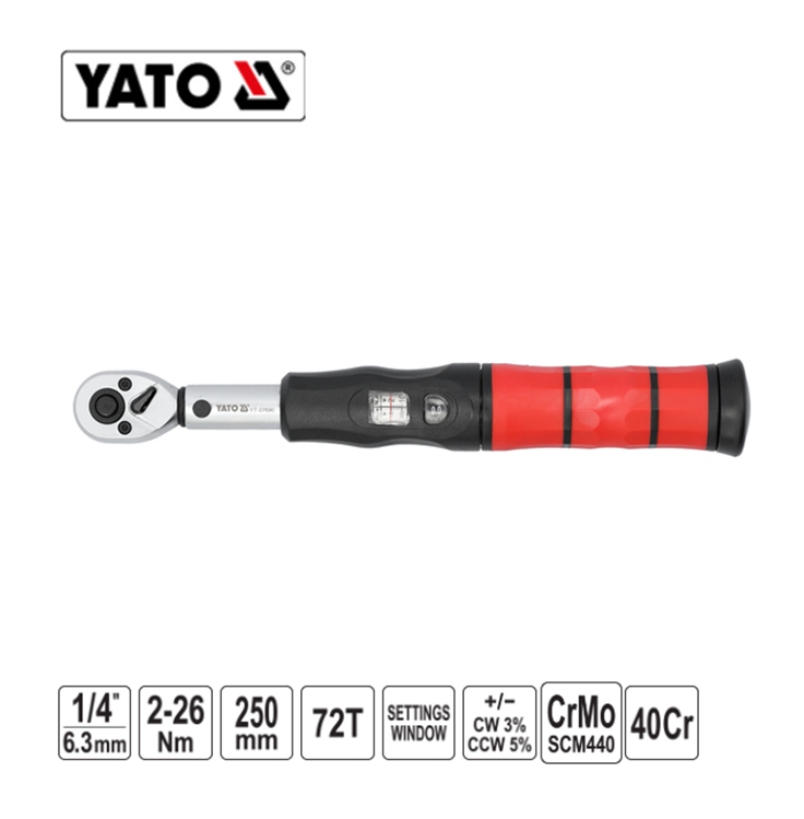 Yato YT-07690 Επαγγελματικό Δυναμόκλειδο Χειρός 1/4" 2-26Nm