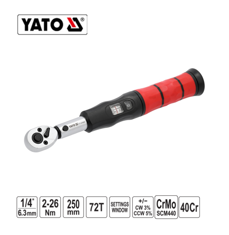 Yato YT-07690 Επαγγελματικό Δυναμόκλειδο Χειρός 1/4" 2-26Nm