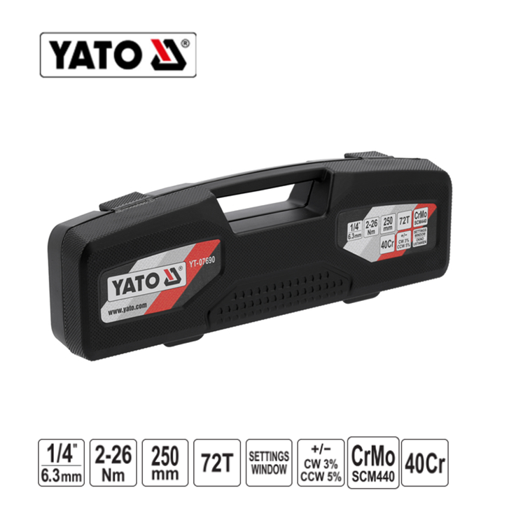Yato YT-07690 Επαγγελματικό Δυναμόκλειδο Χειρός 1/4" 2-26Nm
