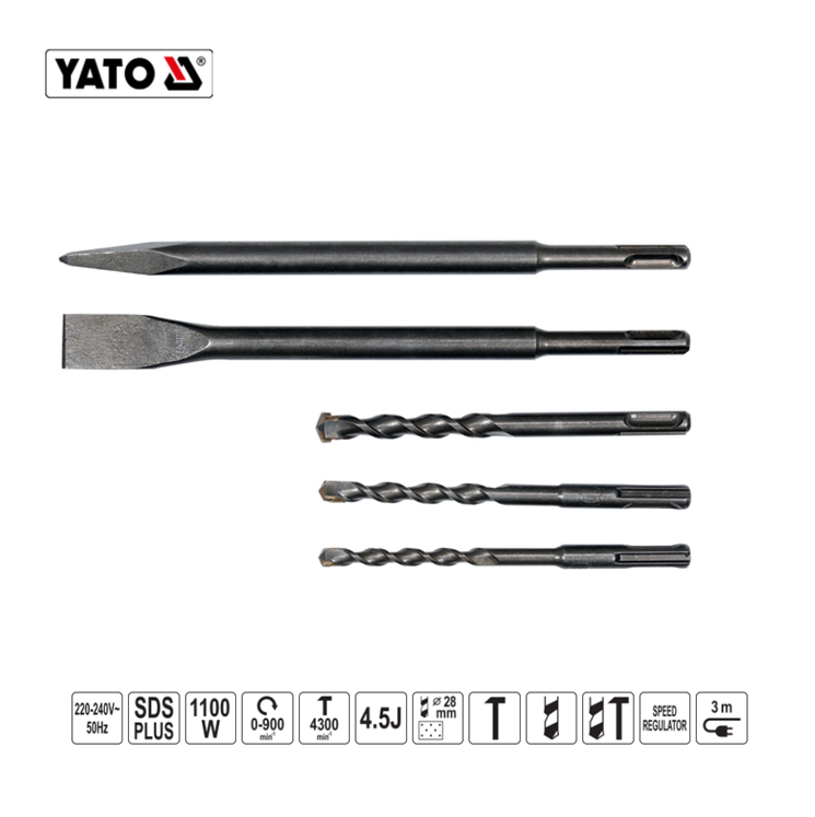 Yato YT-82118 SDS Plus Ηλεκτρικό Πνευματικό Πιστολέτο 3 Λειτουργιών 1100W 4.5J 4.8Kg