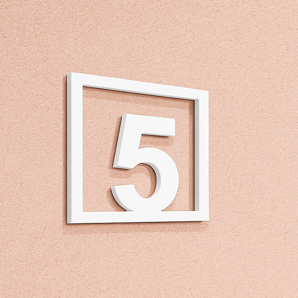 Αριθμός Με Πλαίσιο Αρίθμησης Οδών - Δωματίων Ξενοδοχείων 100mm Λευκός