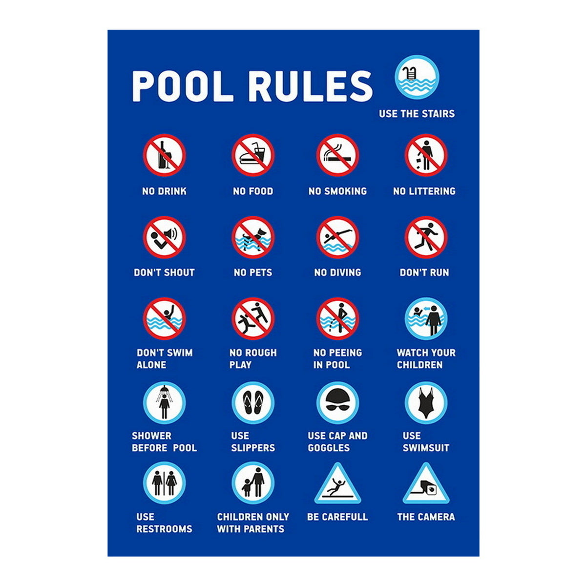 Πινακίδα Σήμανσης Πρόσβασης Αλουμίνιο "ΚΑΝΟΝΕΣ ΠΙΣΙΝΑΣ - POOL RULES" Ι