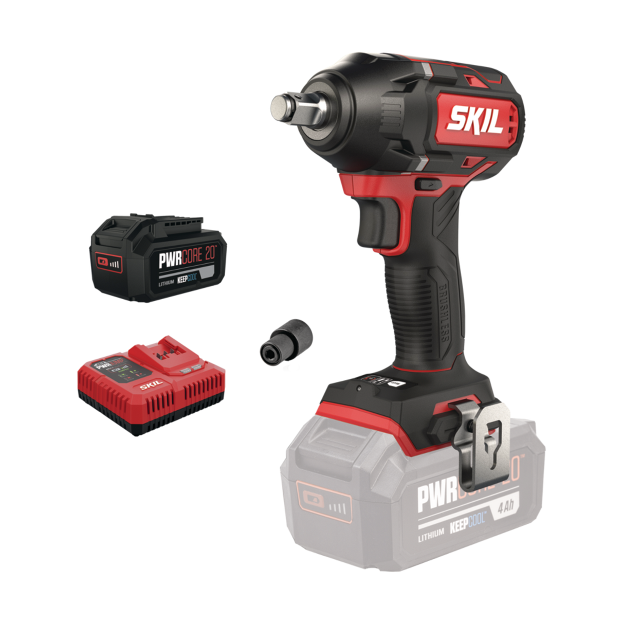 Skil 3281 CA 20V Max Brushless Μπουλονόκλειδο Μπαταρίας 1/2" 18V Li-Ion & 3111 AA Μπαταρία 4.0Ah Ταχυφορτιστής