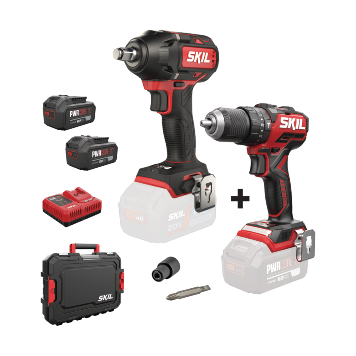 Skil 3075 HB - 3281 CA 20V Max ΣΕΤ Brushless Κρουστικό Δραπανοκατσάβιδο - Μπουλονόκλειδο 20V Li-Ion 2 Μπατ.4.0Ah - Ταχυφορτιστής - Βαλίτσα