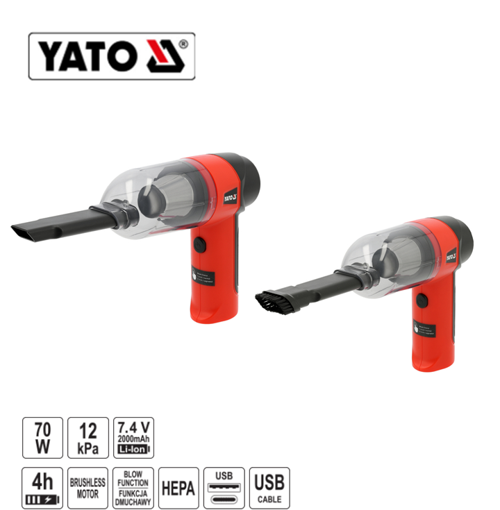 Yato YT-85687 Brushless Μini Σκουπάκι-Φυσητήρας Μπαταρίας Επαναφορτιζόμενο 2 Σε 1 70W
