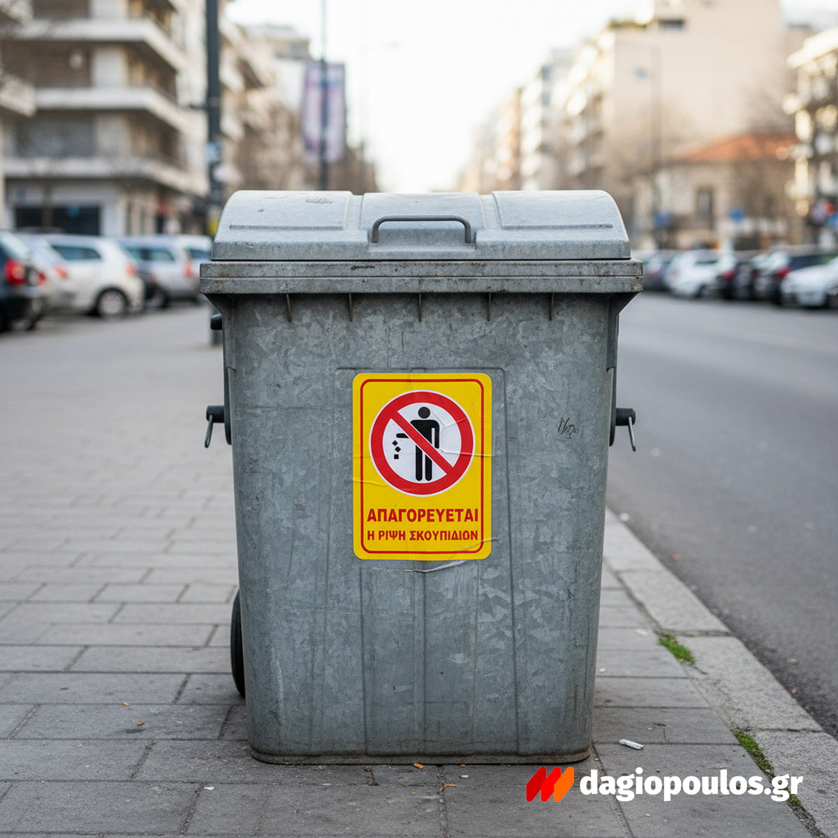 Πινακίδα Σήμανσης Αλουμινίου "ΑΠΑΓΟΡΕΥΕΤΑΙ Η ΡΙΨΗ ΣΚΟΥΠΙΔΙΩΝ"  III