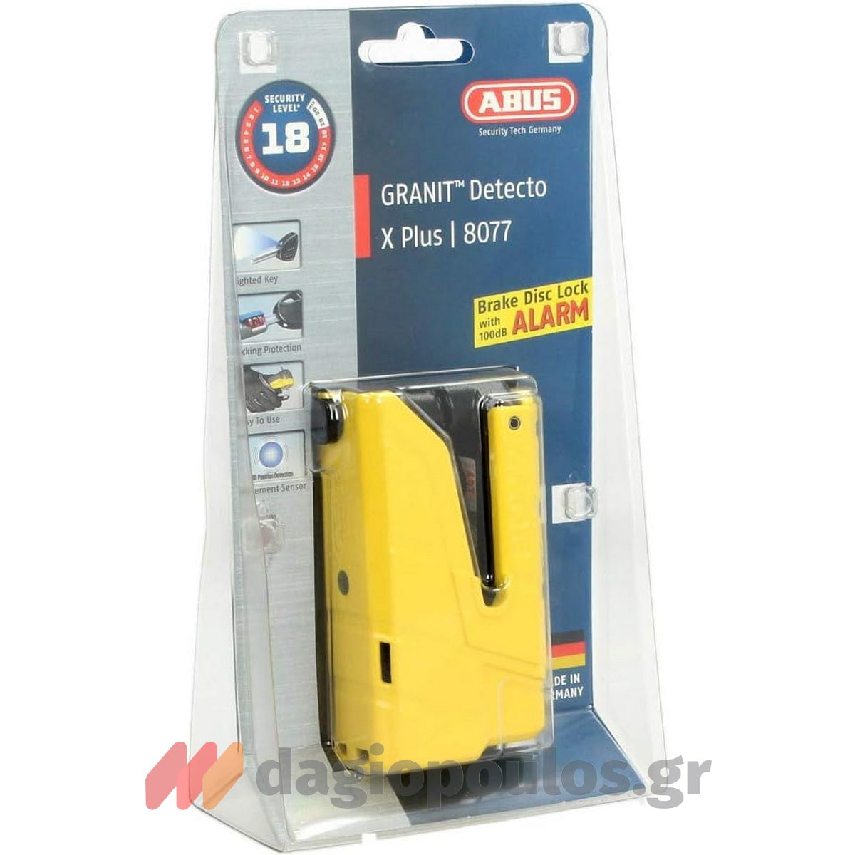 Abus 8077 GRANIT™ Detecto XPlus™ 2.0 Κλειδαριά Μοτοσυκλέτας Δισκόφρενου