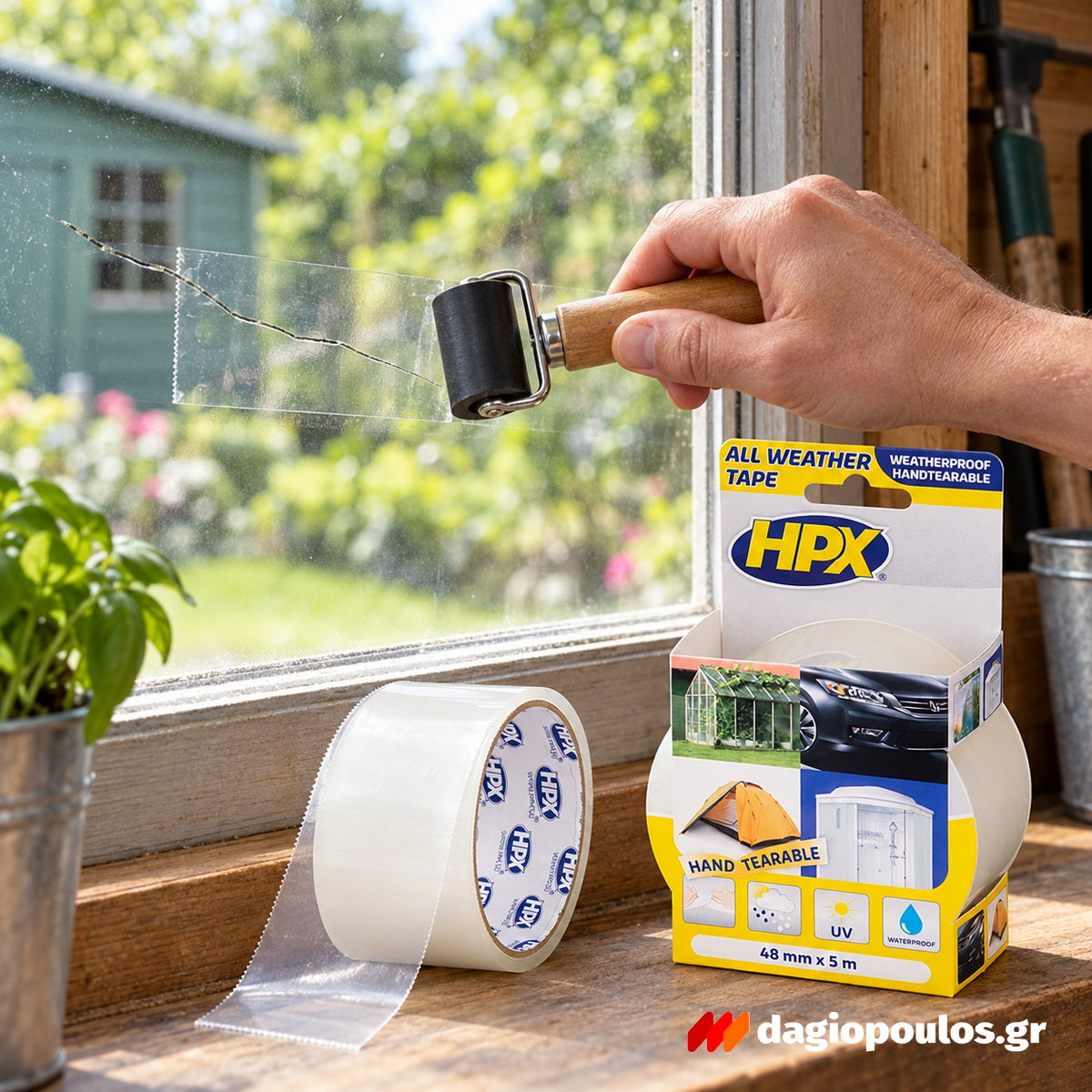 HPX All Weather Tape Αυτοκόλλητη Ταινία Επισκευής & Θερμοκηπίων 48mm x 5mtr ΔΙΑΦΑΝΗΣ