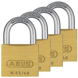 Abus 55/40 Quadro Λουκέτα Ασφαλείας Ορειχάλκινα 40mm Σετ 4 Τεμ ΟΜΟΙΟ ΚΛΕΙΔΙ
