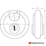 Abus 26/90 Diskus® Λουκέτο Δίσκου Βαρέως Τύπου Ατσάλινο 90mm