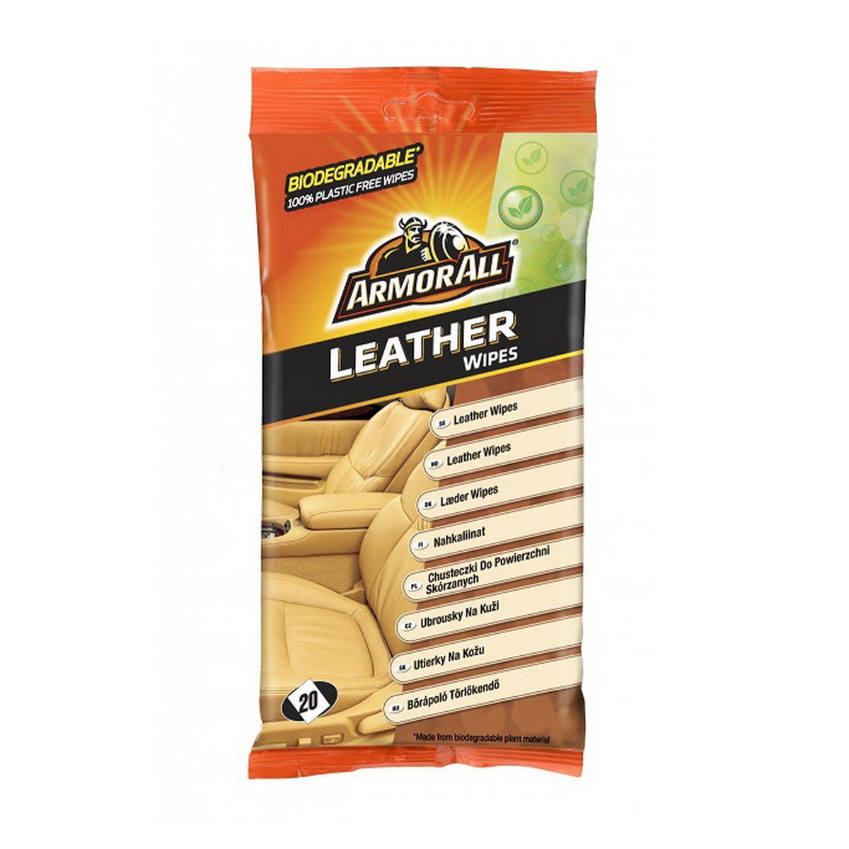 Armor All Leather Wipes Υγρά Μαντηλάκια Για Δέρματα Σετ 20 Τεμ
