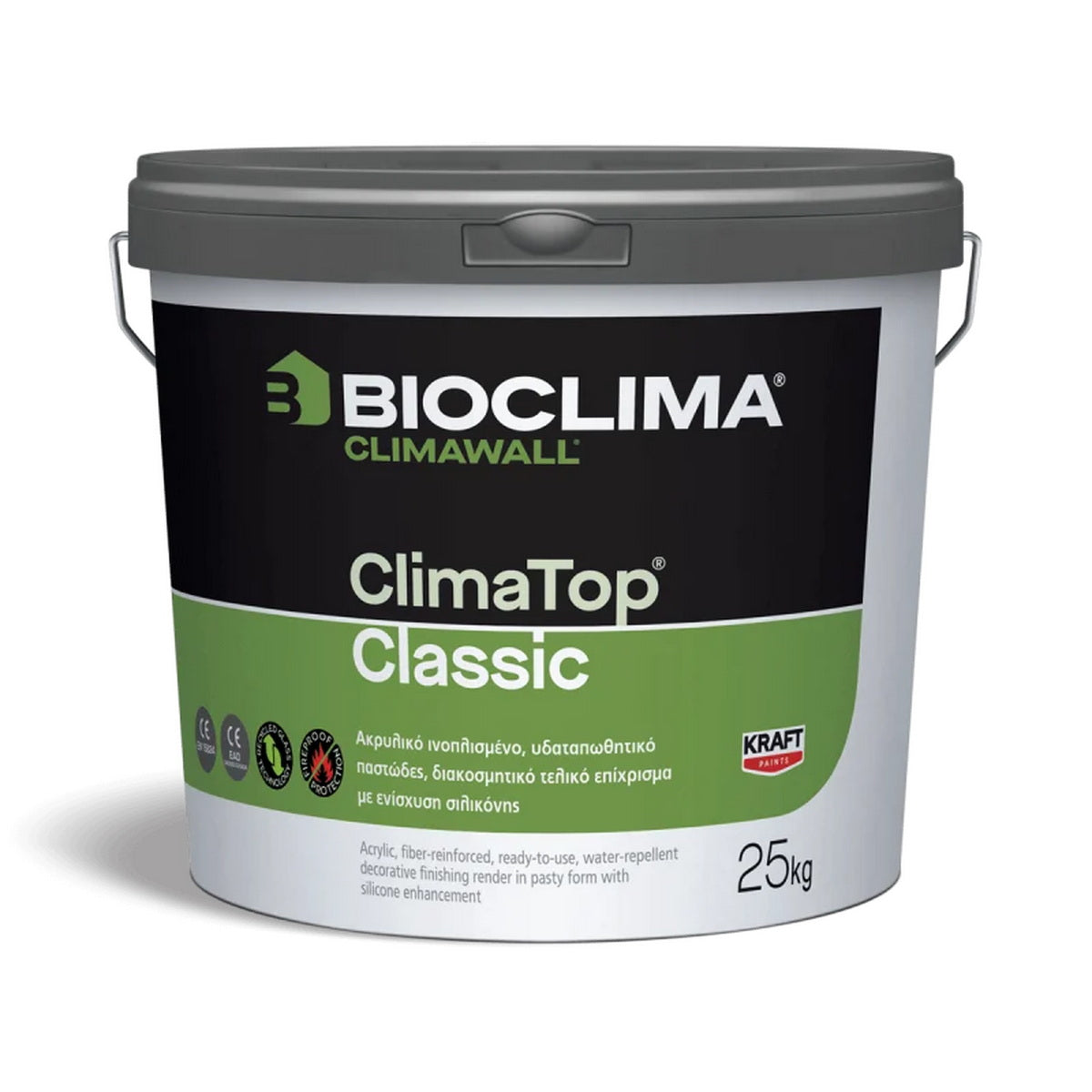 Bioclima Climatop Classic Ακρυλικός Ινοπλισμένος Τελικός Σοβάς Θερμοπρόσοψης Με Ενίσχυση Σιλικόνης Graffiato