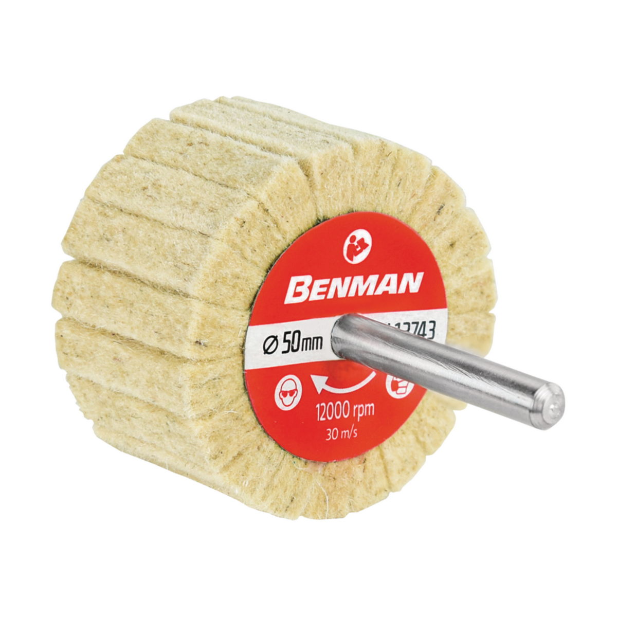 Benman 72103 Σβουράκι Λείανσης - Γυαλίσματος Με Μάλλινη Τσόχα Δραπάνου Με Άξονα 30mm x 20mm