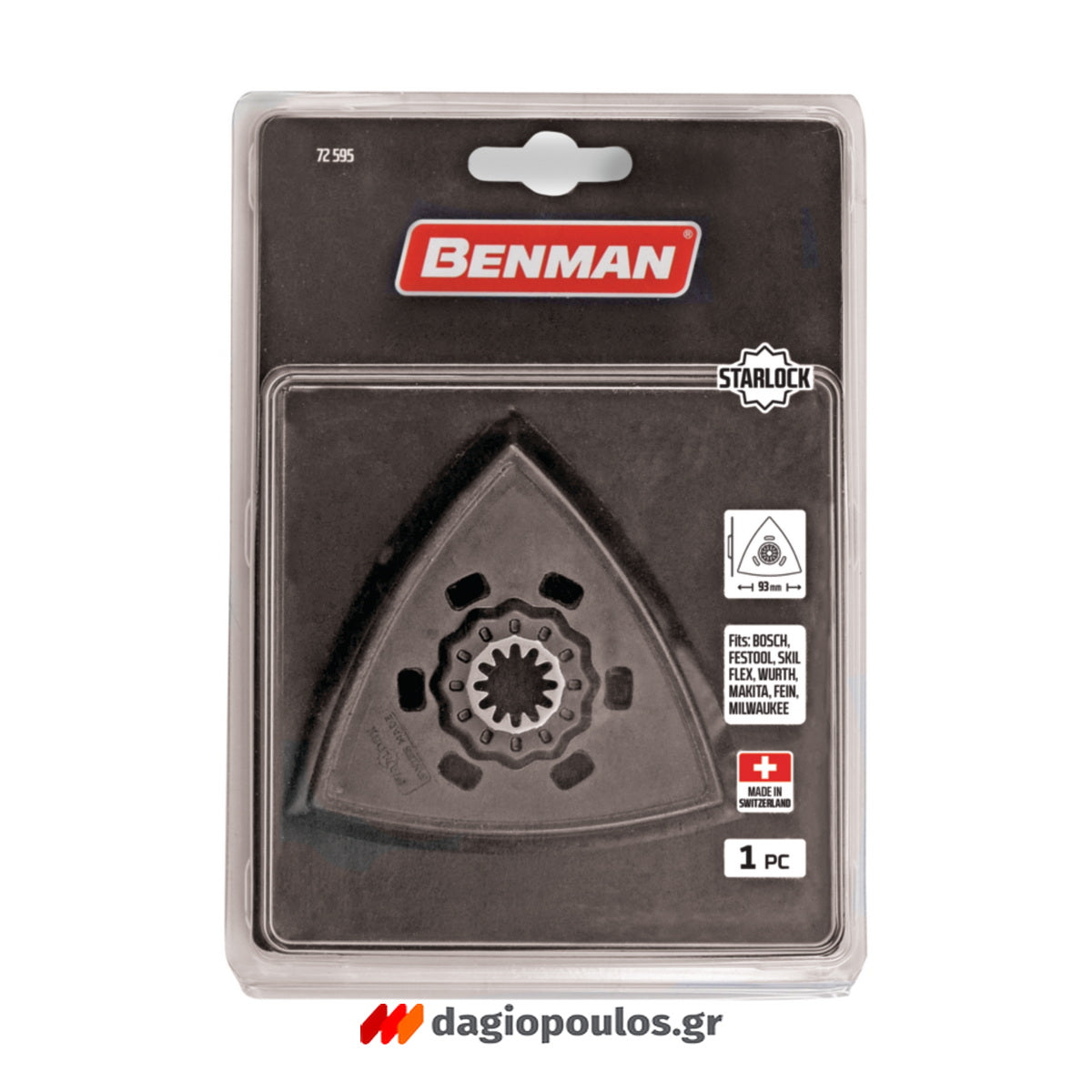 Benman 72595 Λάμα Πολυεργαλείων Starlock Τρίγωνη Βάση Πέλμα Γυαλόχαρτων Velcro
