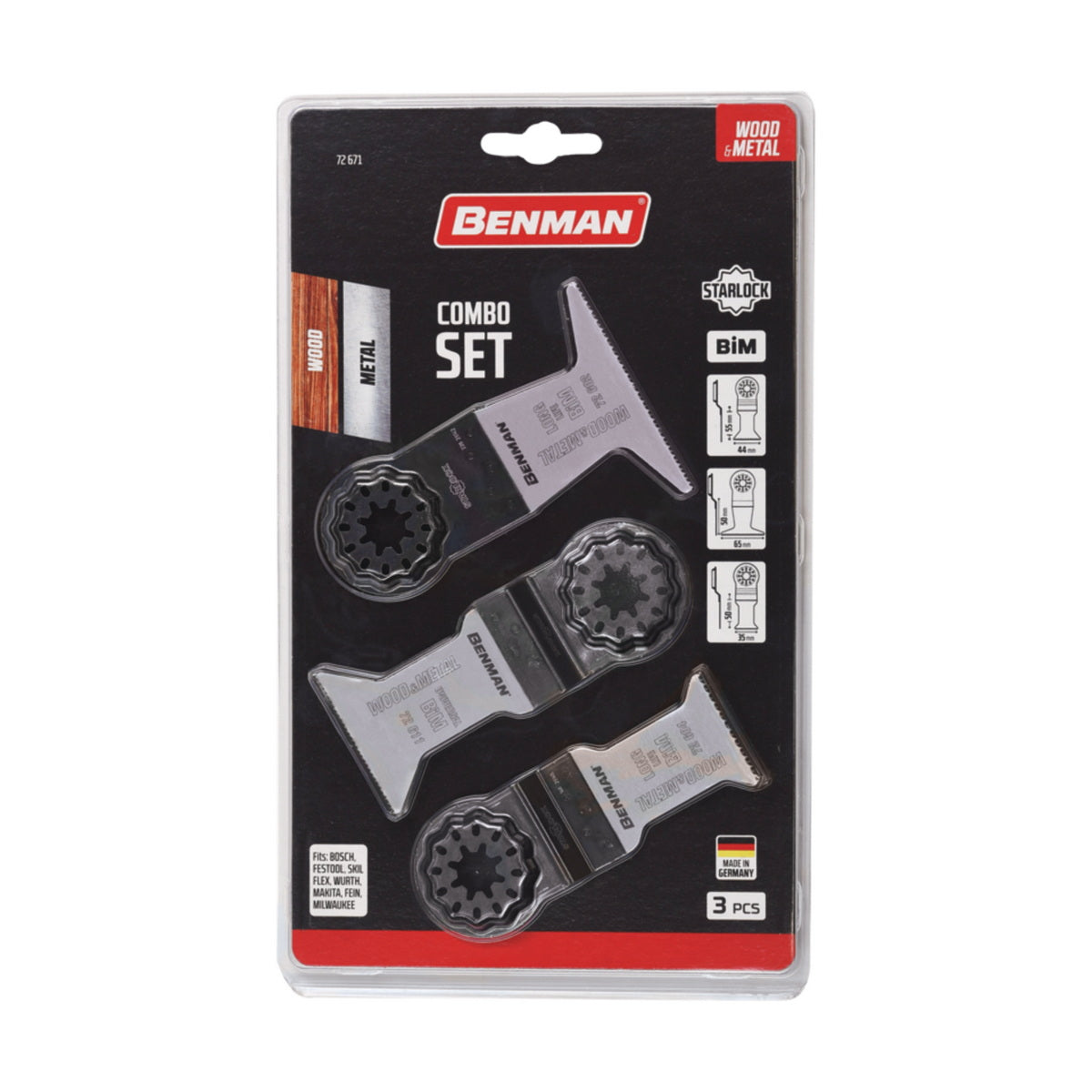 Benman 72671 Συλλογή Λάμες Πολυεργαλείων Starlock Μετάλλων, Ξύλων, Γυψοσανίδας, Πλαστικών Σετ 3 Τεμ
