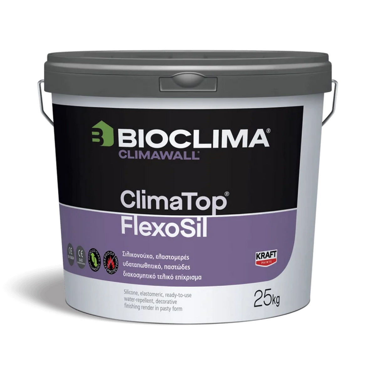 Bioclima ClimaTop FlexoSil Σιλικονούχος Ινοπλισμένος Τελικός Σοβάς Θερμοπρόσοψης Graffiato