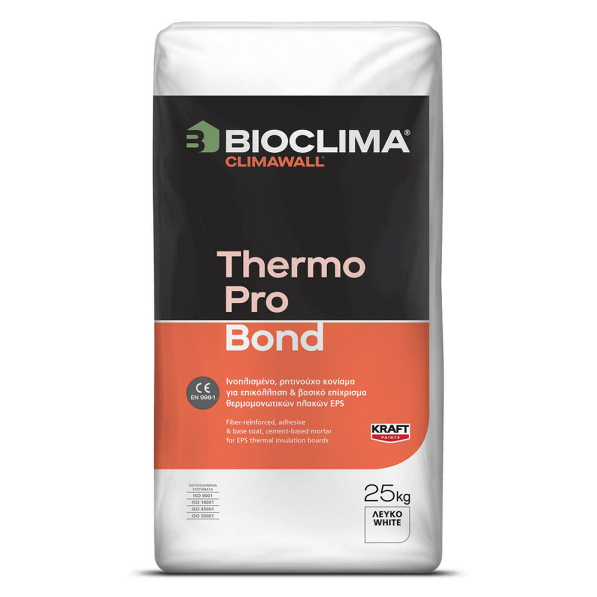 Bioclima Climawall ThermoPro Bond Ρητινούχα  Ινοπλισμένη Τσιμεντοειδής Κόλλα Θερµοµόνωσης 25kgr ΛΕΥΚΗ