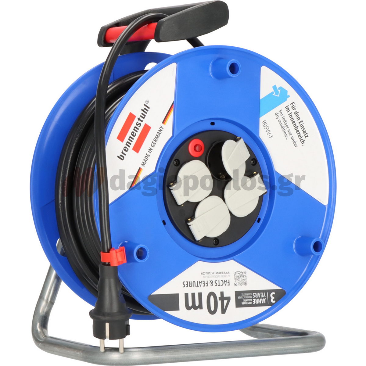 Brennenstuhl Garant E 1208300 IP20 Μπαλαντέζα Ρεύματος Σε Καρούλι Με Καλώδιο H05VV-F 3G2,5 x 40mtr
