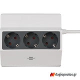 Brennenstuhl BCR1050 Πολύπριζο 3 Θέσεων Καλώδιο 3m Λευκό - Μαύρο