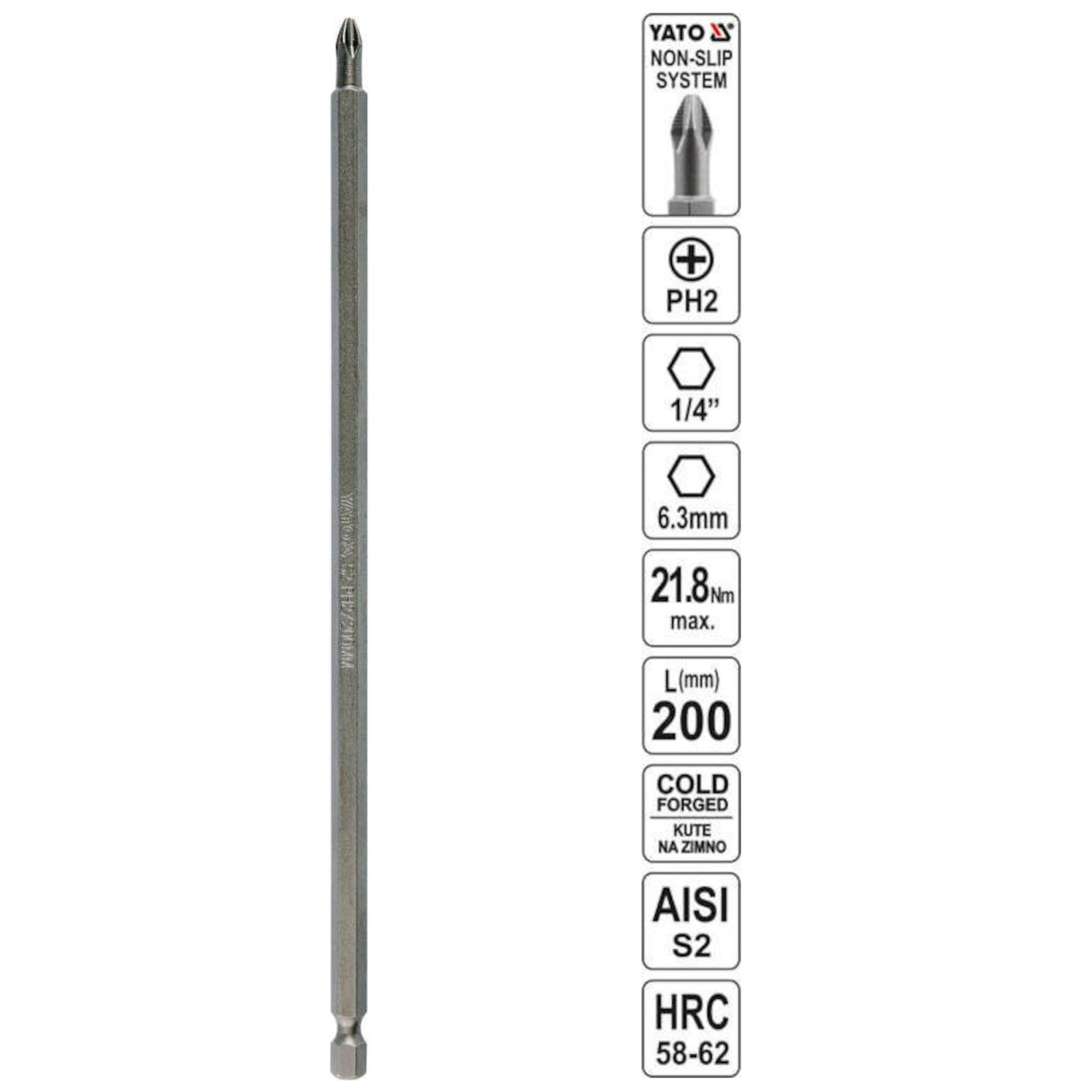 Yato YT-0487 Μύτη ΗΕΧ 1/4" Ph.2x200mm