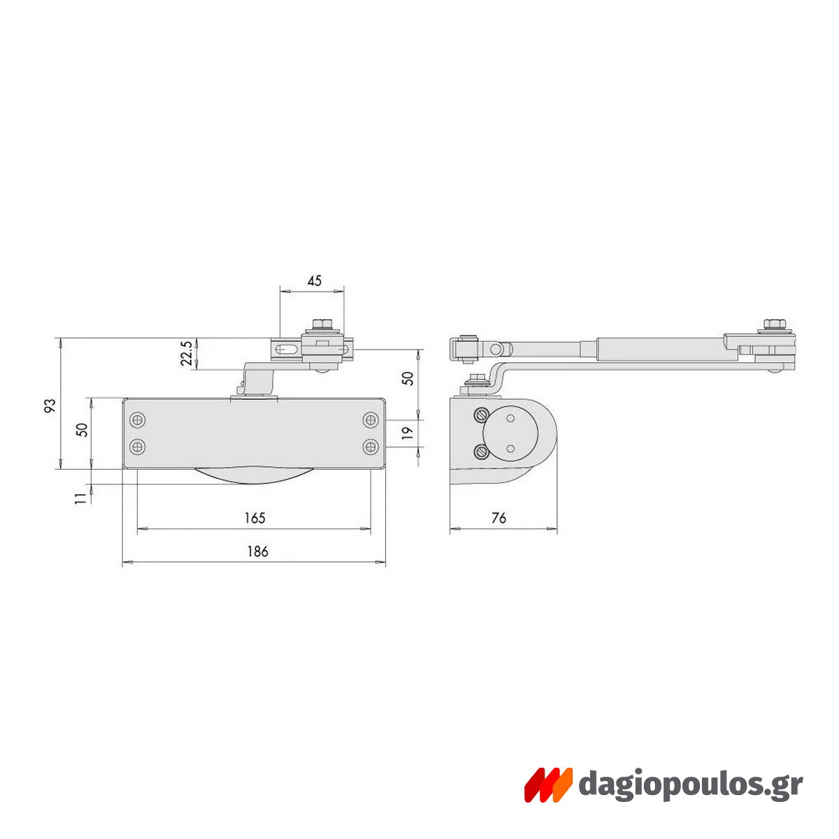 Cisa C1416 Μηχανισμός Επαναφοράς Πόρτας (Σούστα) Ρυθμιζόμενος 80kg Με Στοπ ΛΕΥΚΟΣ