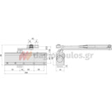 Cisa C1511 Μηχανισμός Επαναφοράς Θυρών (Σούστα) Ρυθμιζόμενος 80kg Με Στοπ ΑΣΗΜΙ