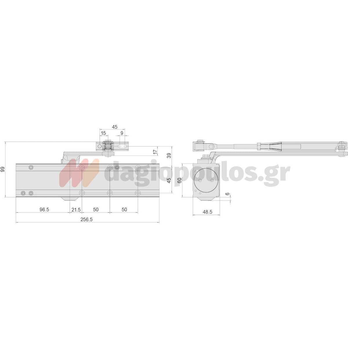 Cisa C1610 Μηχανισμός Επαναφοράς Θυρών (Σούστα) Ρυθμιζόμενος 80kg Με Στοπ ΜΑΥΡΟΣ