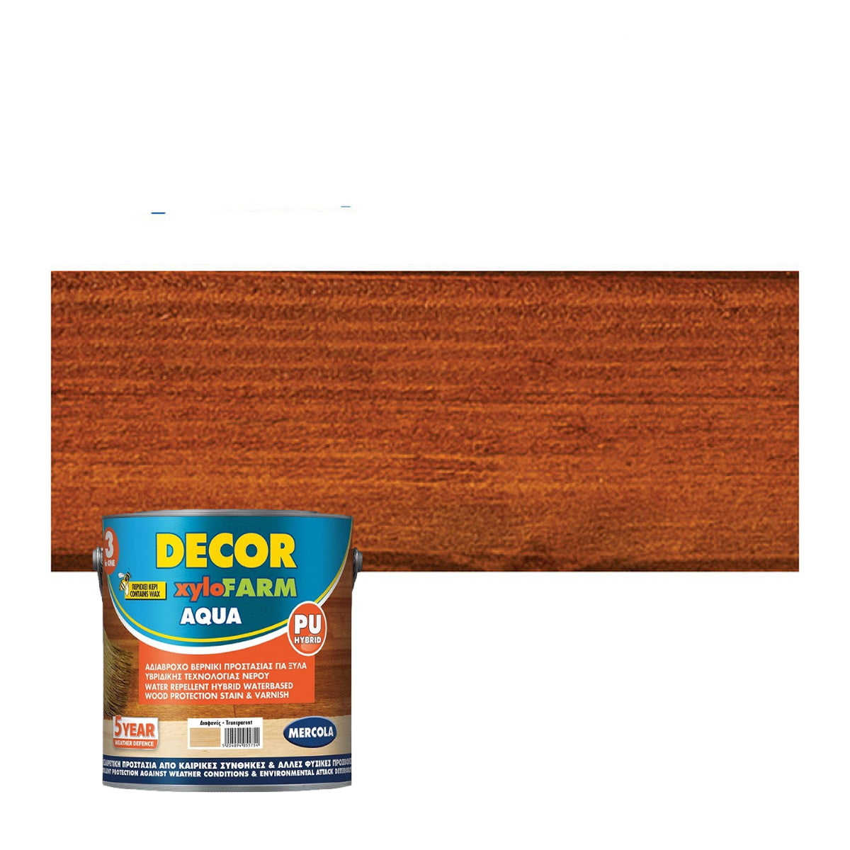 Mercola DECOR XYLOFARM AQUA Bερνίκι Eμποτισμού Εξωτερικών Ξύλων Νερού ΔΡΥΣ