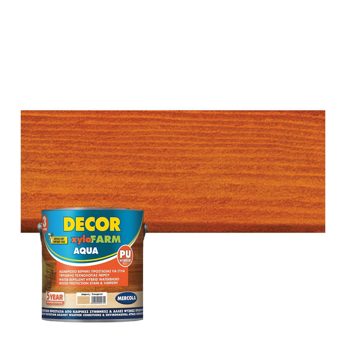 Mercola DECOR XYLOFARM AQUA Bερνίκι Eμποτισμού Εξωτερικών Ξύλων Νερού ΟΡΕΓΚΟΝ