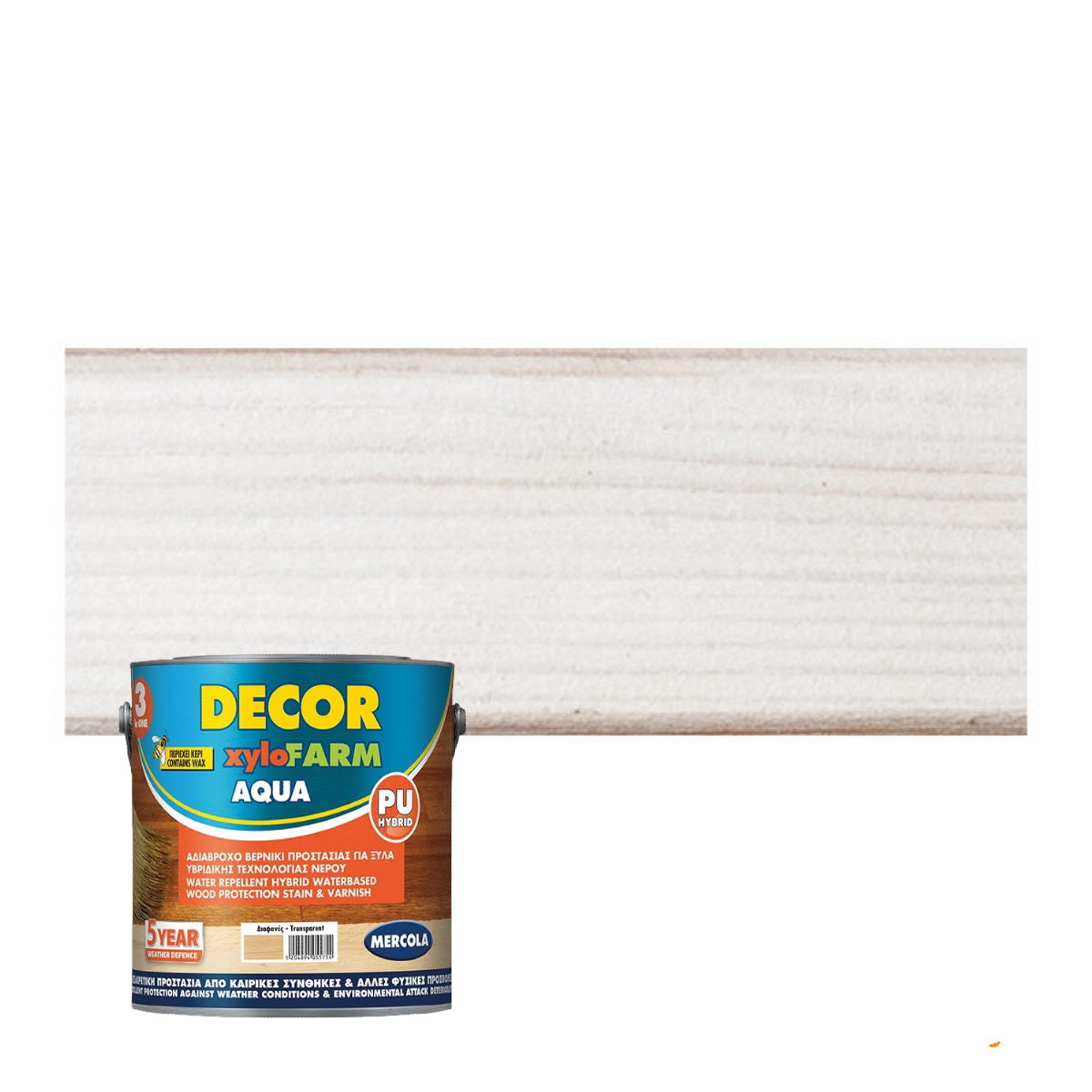 Mercola DECOR XYLOFARM AQUA Bερνίκι Eμποτισμού Εξωτερικών Ξύλων Νερού ΛΕΥΚΟ
