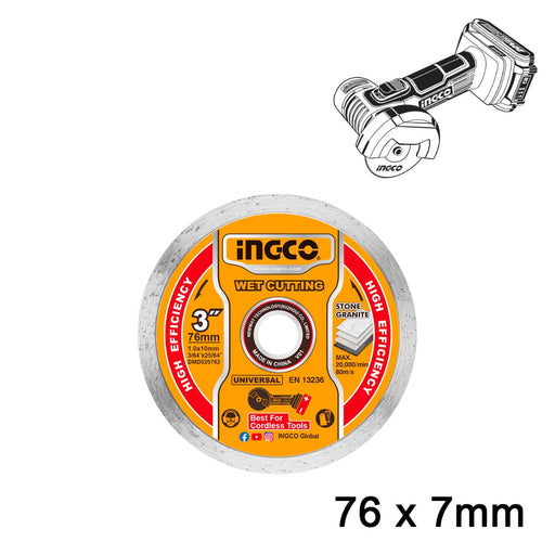 INGCO DMD020762 Διαμαντόδισκος Δομικών Γενικής Χρήσης 76mm x 7mm | Dagiopoulos.gr