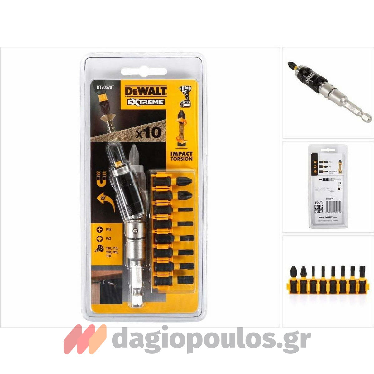 DeWalt DT70578T-QZ Συλλογή Μύτες FlexTorQ Με Προέκταση Μαγνητική Σπαστή Σετ 10 Τεμ