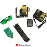 DeWalt DCE089D1G Αλφάδι Laser 12V Πολλαπλών Γραμμών Πράσινο 3x360° Με Μπατ.2.0Ah - Φορτιστή - Βαλίτσα