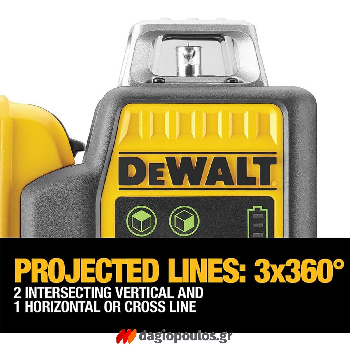 DeWalt DCE089D1G Αλφάδι Laser 12V Πολλαπλών Γραμμών Πράσινο 3x360° Με Μπατ.2.0Ah - Φορτιστή - Βαλίτσα
