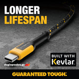 DeWalt 1310006DWG Ενισχυμένο Καλώδιο Type-C σε Type-C 1.2m