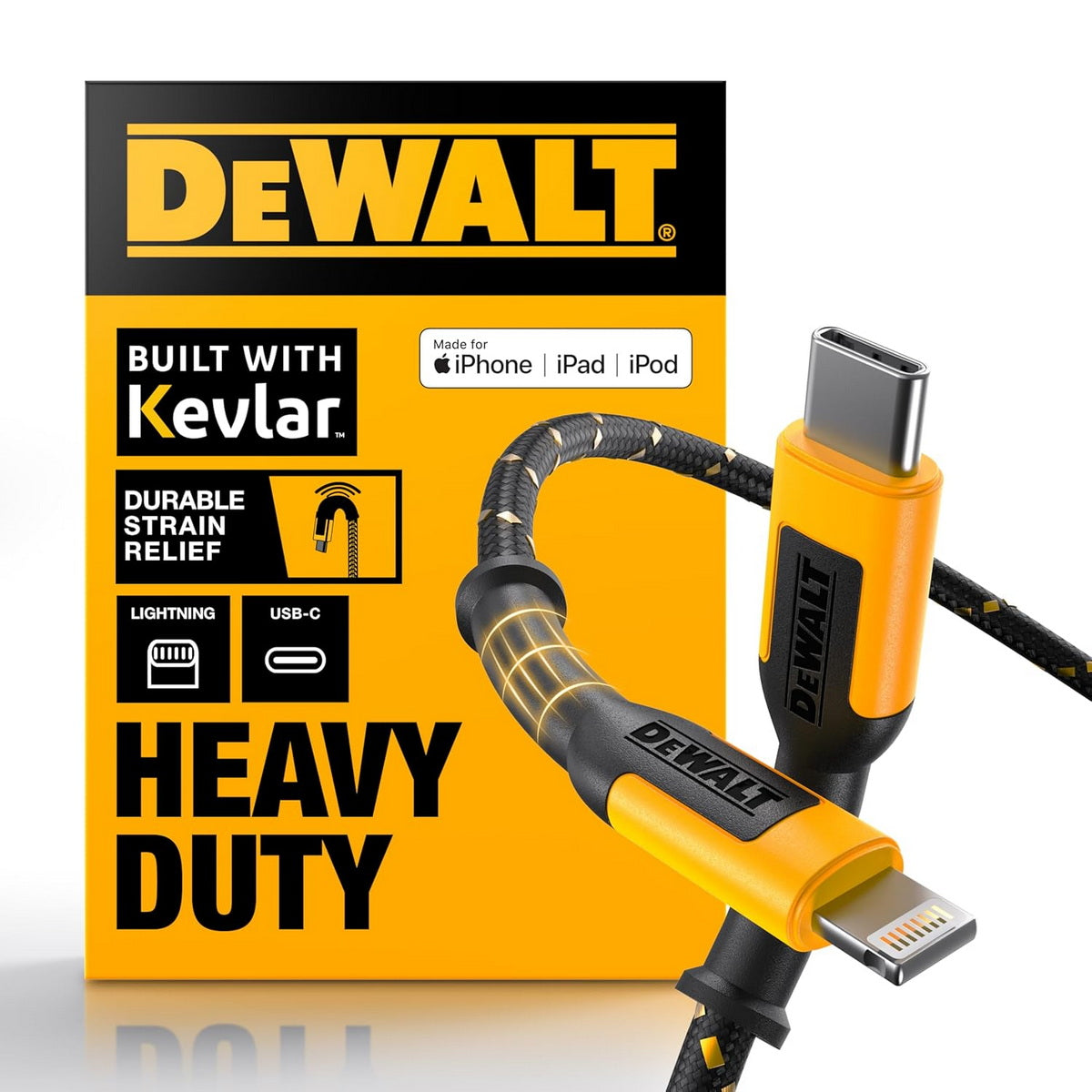 DeWalt 1311357DWG Ενισχυμένο Καλώδιο USB-C σε Lightning 1.2mtr