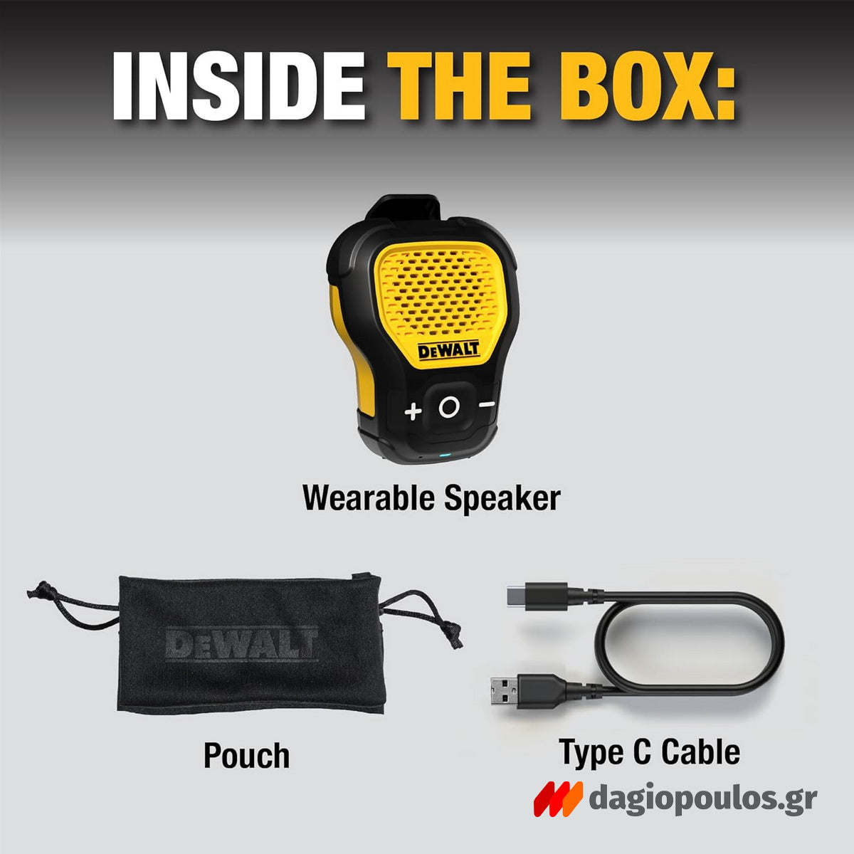 DeWalt 1901148DWG Φορετό Ηχείο Bluetooth με Κλιπ & Μαγνήτη PRO