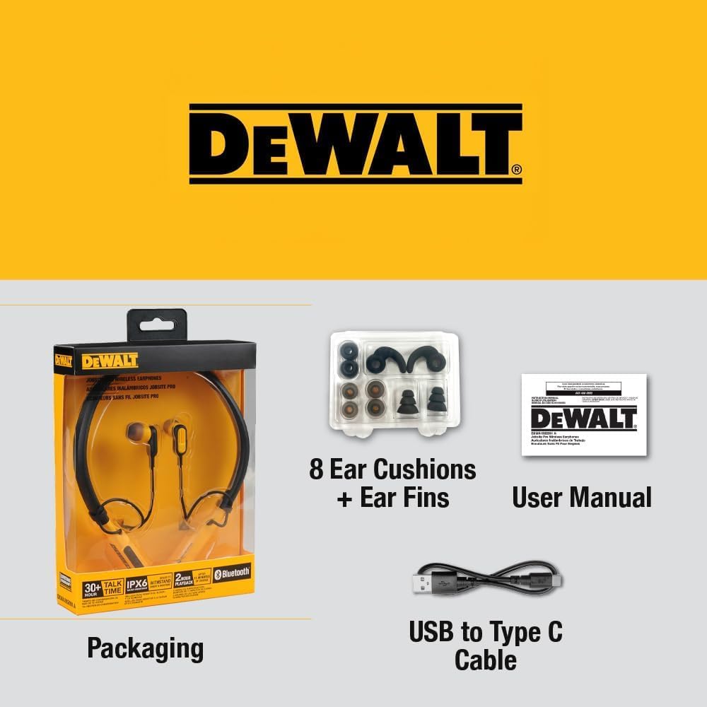 DeWalt 1902091DWG Bluetooth Ασύρματα Ακουστικά Λαιμού PRO