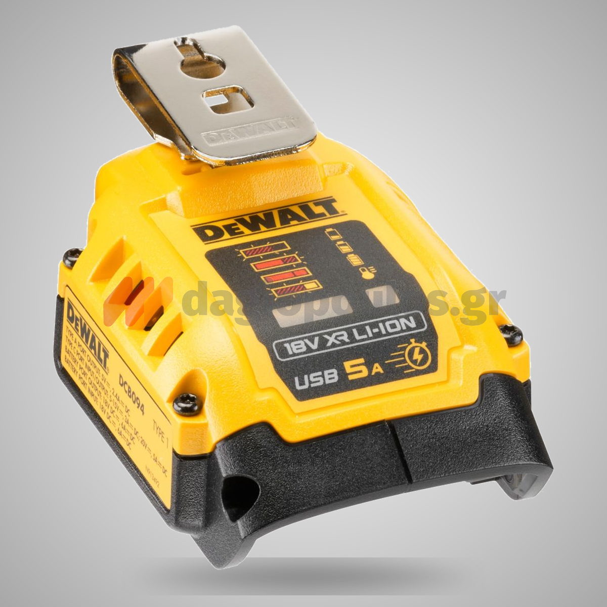 DeWalt DCB094K-QW Φορτιστής Μπαταρίας Με Κλιπ Ζώνης 18V Li-Ion + Καλώδιο USB