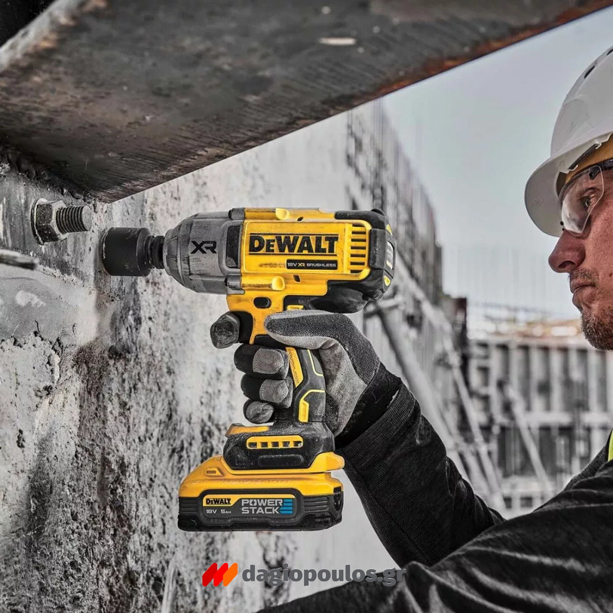 DeWalt DCF900P2G-QW Brushless Μπουλονόκλειδο Μπαταρίας 18V Li-Ion 1/2" 612Nm Με 2 Μπαταρίες 5.0Ah Powerstack & Βάση & Ελαστικό Κέλυφος Προστασίας