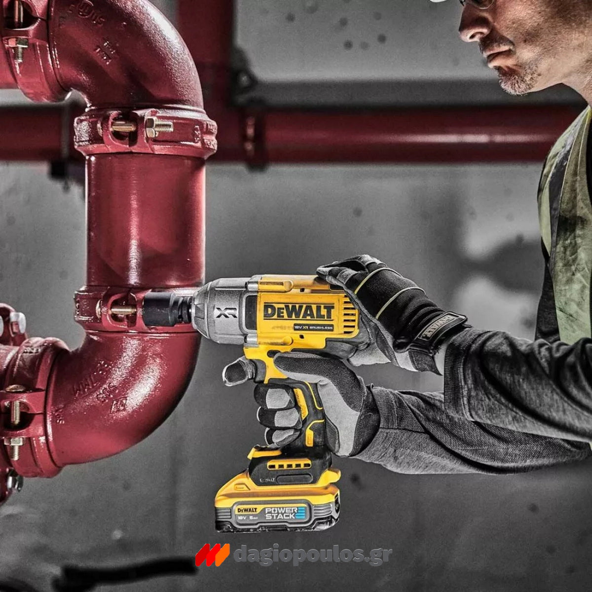 DeWalt DCF900P2G-QW Brushless Μπουλονόκλειδο Μπαταρίας 18V Li-Ion 1/2" 612Nm Με 2 Μπαταρίες 5.0Ah Powerstack & Βάση & Ελαστικό Κέλυφος Προστασίας
