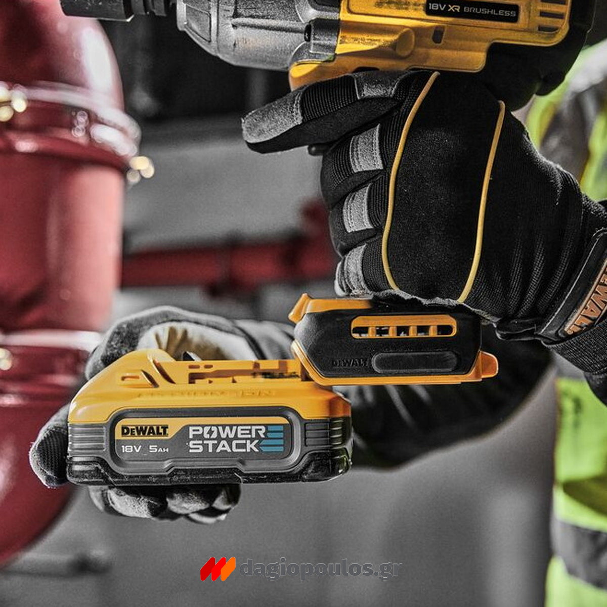 DeWalt DCF900P2G-QW Brushless Μπουλονόκλειδο Μπαταρίας 18V Li-Ion 1/2" 612Nm Με 2 Μπαταρίες 5.0Ah Powerstack & Βάση & Ελαστικό Κέλυφος Προστασίας