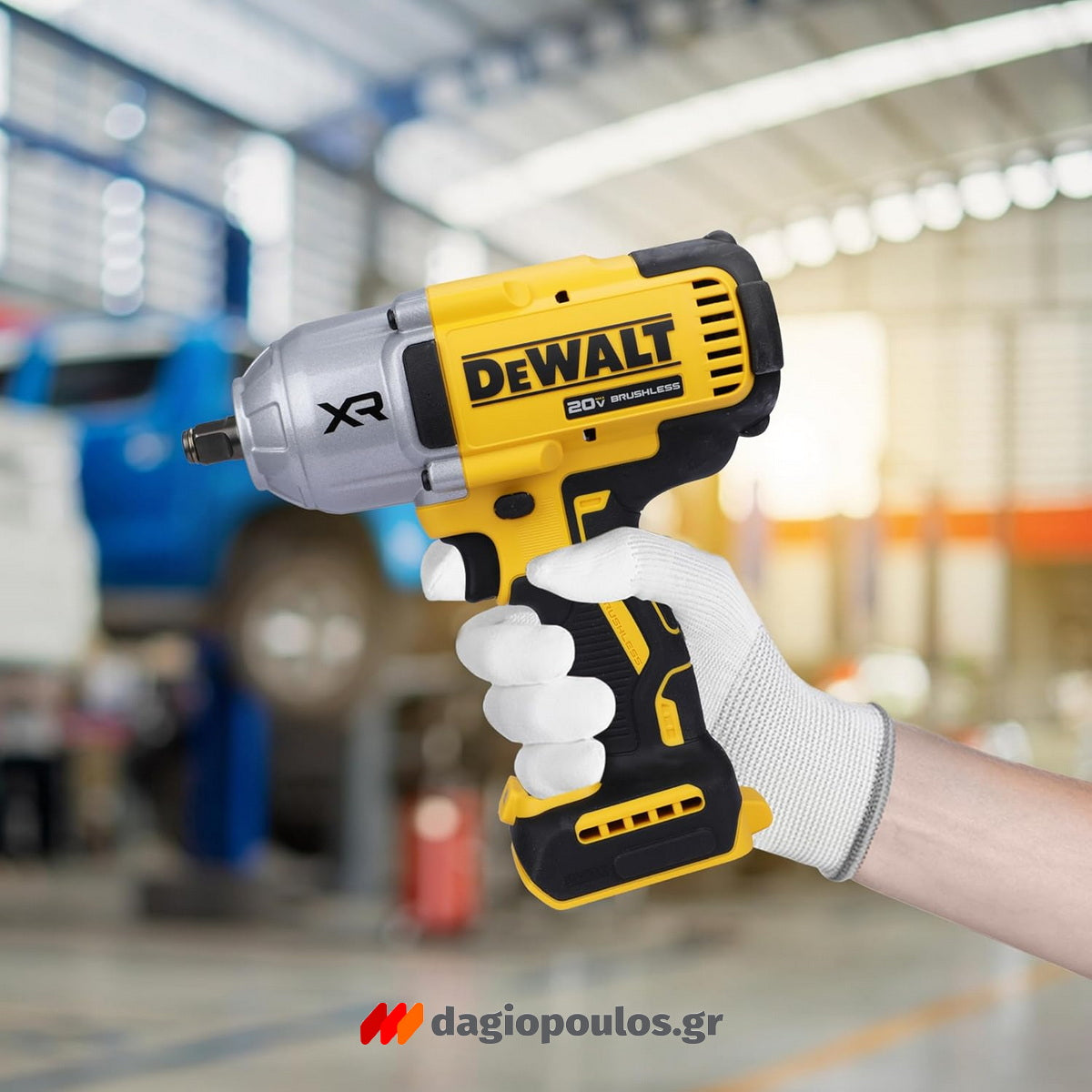 DeWalt DCF900P2G-QW Brushless Μπουλονόκλειδο Μπαταρίας 18V Li-Ion 1/2" 612Nm Με 2 Μπαταρίες 5.0Ah Powerstack & Βάση & Ελαστικό Κέλυφος Προστασίας