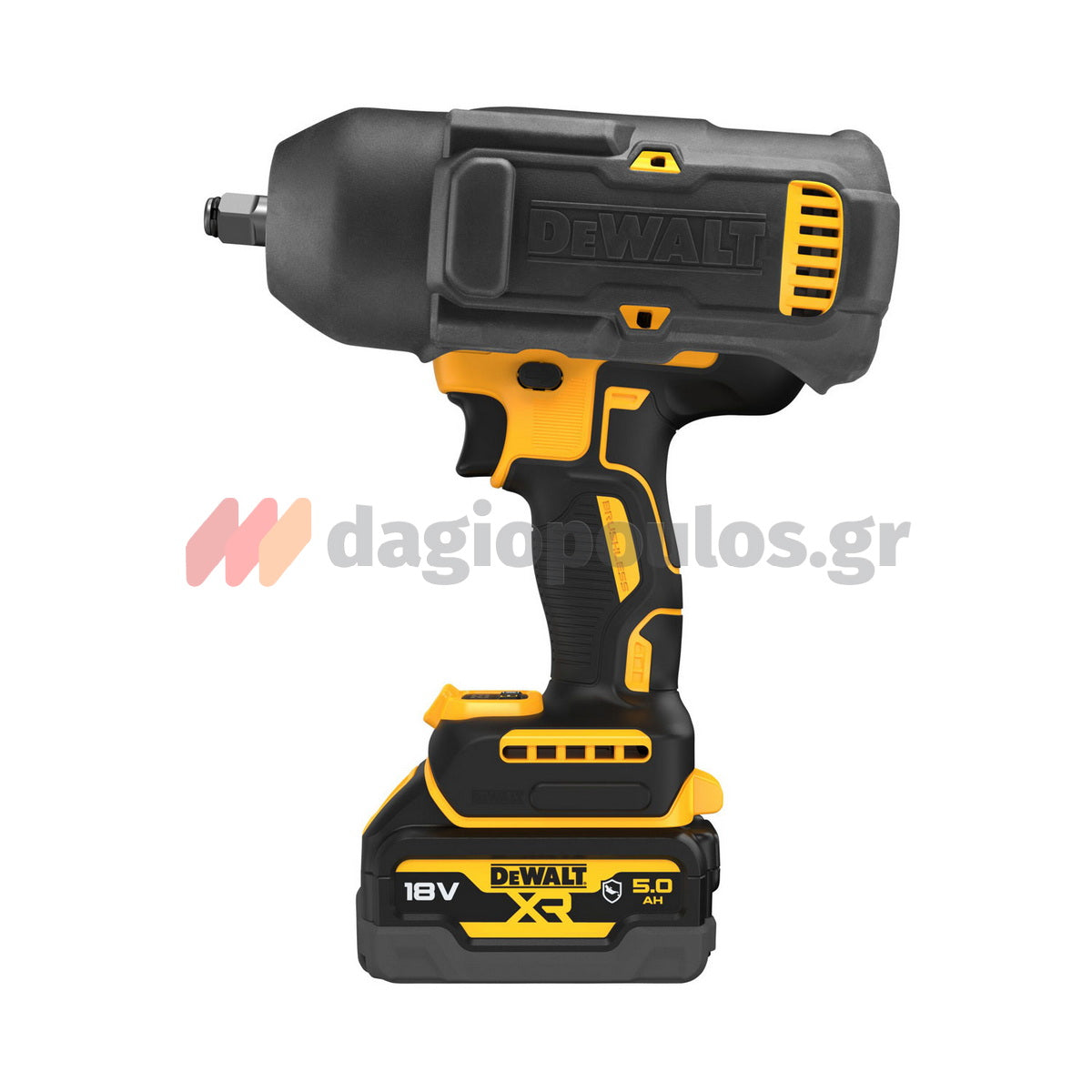DeWalt DCF900P2G-QW Brushless Μπουλονόκλειδο Μπαταρίας 18V Li-Ion 1/2" 612Nm Με 2 Μπαταρίες 5.0Ah Powerstack & Βάση & Ελαστικό Κέλυφος Προστασίας