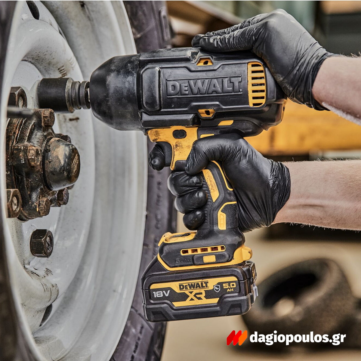 DeWalt DCF900P2G-QW Brushless Μπουλονόκλειδο Μπαταρίας 18V Li-Ion XR 1/2" 1898Nm Με 2 Μπαταρίες 5.0Ah Powerstack & Βάση & Ελαστικό Κέλυφος Προστασίας