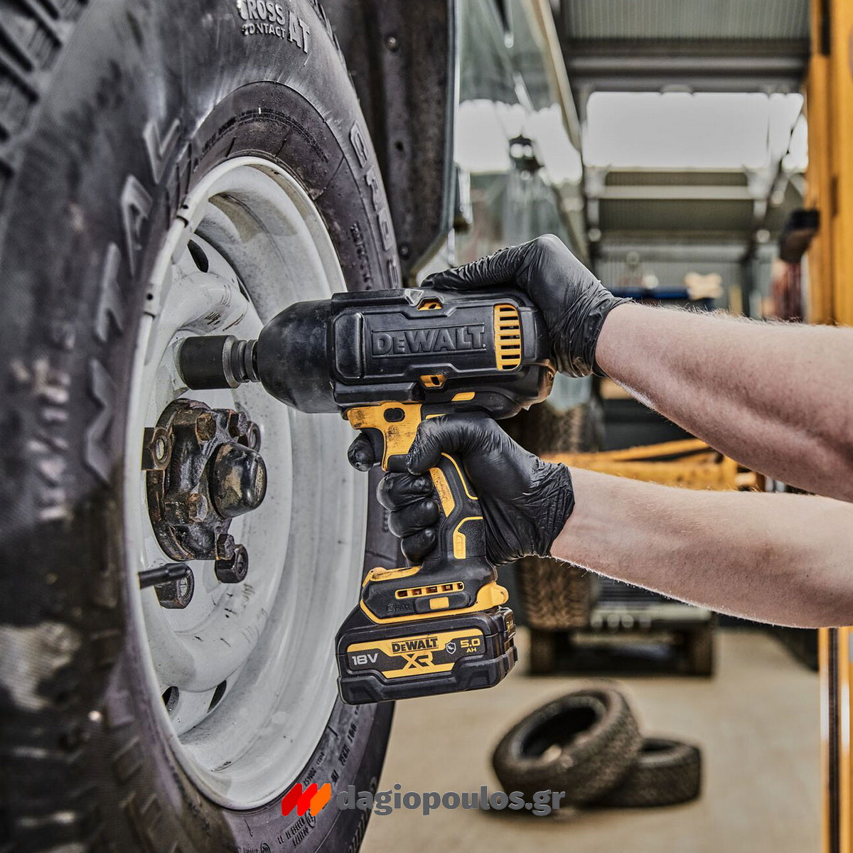 DeWalt DCF900P2G-QW Brushless Μπουλονόκλειδο Μπαταρίας 18V Li-Ion 1/2" 612Nm Με 2 Μπαταρίες 5.0Ah Powerstack & Βάση & Ελαστικό Κέλυφος Προστασίας