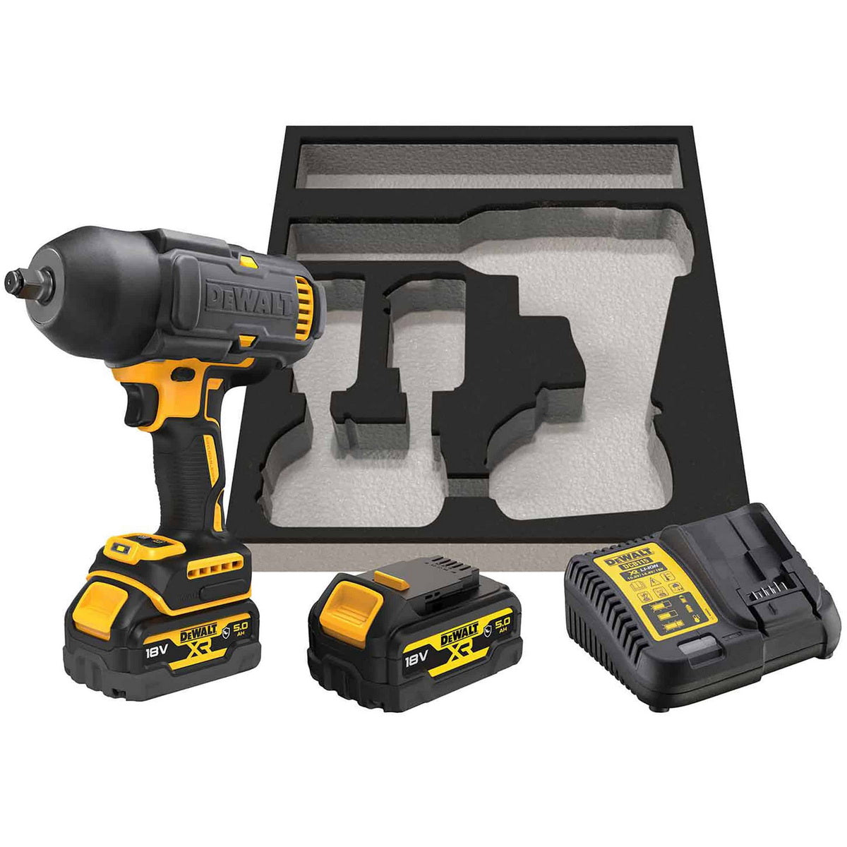 DeWalt DCF900P2G-QW Brushless Μπουλονόκλειδο Μπαταρίας 18V Li-Ion 1/2" 612Nm Με 2 Μπαταρίες 5.0Ah Powerstack & Βάση & Ελαστικό Κέλυφος Προστασίας